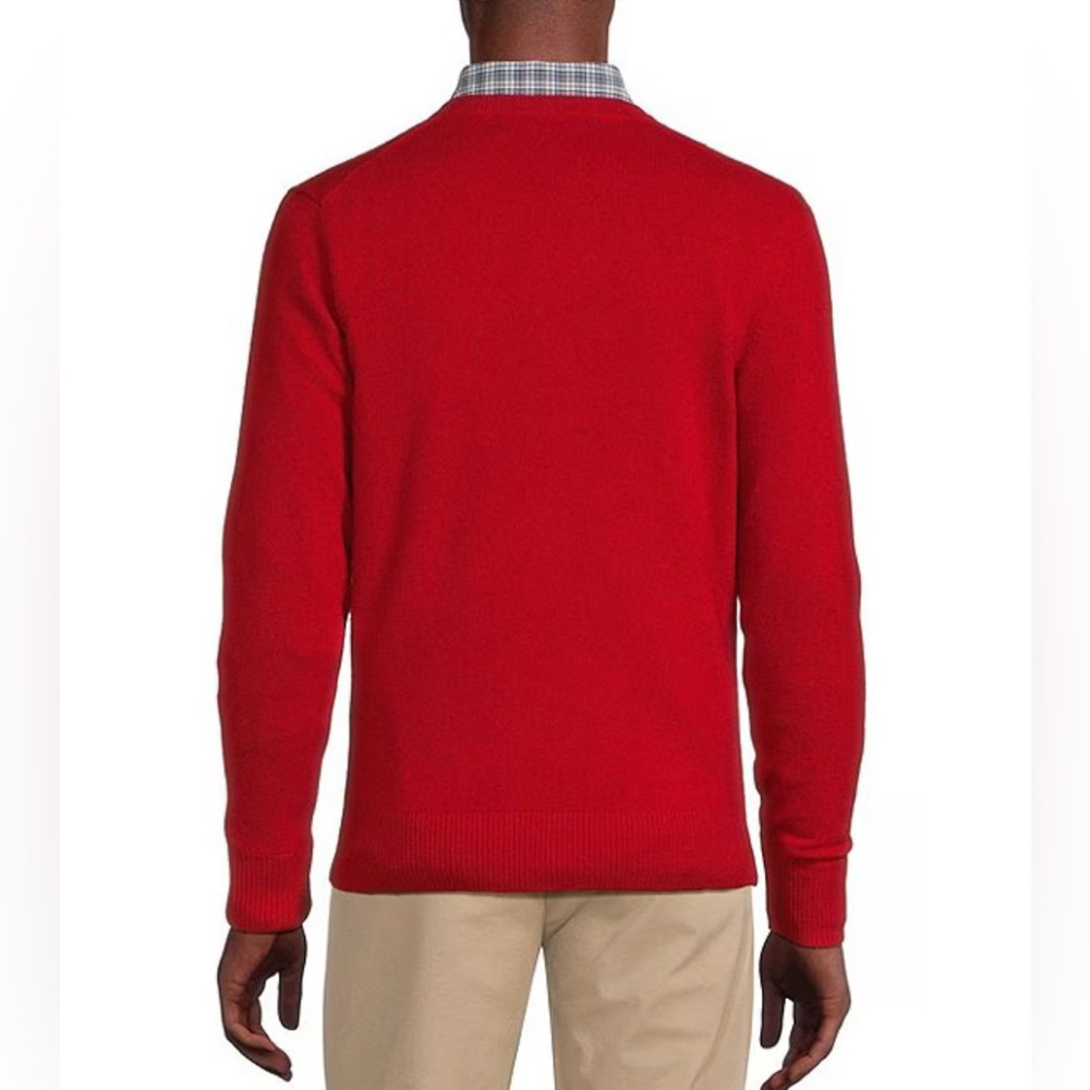 NWT Cremieux $200 Classic‎ Solid Red 100% CASHMERE V-Neck Sweater Men's Large - Picture 2 of 6
